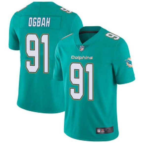 Men Miami Dolphins #91 Emmanuel Ogbah Nike Green Limited NFL Jersey